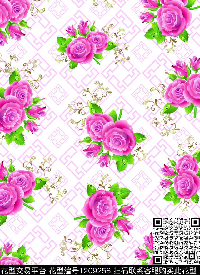 19-05-11玫瑰花.jpg - 1209258 - 数码花型 花卉 红玫瑰 - 数码印花花型 － 女装花型设计 － 瓦栏