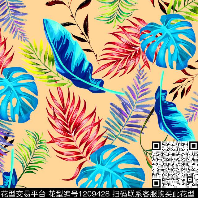 190514-02.jpg - 1209428 - 绿植树叶 热带花型 休闲 - 数码印花花型 － 女装花型设计 － 瓦栏