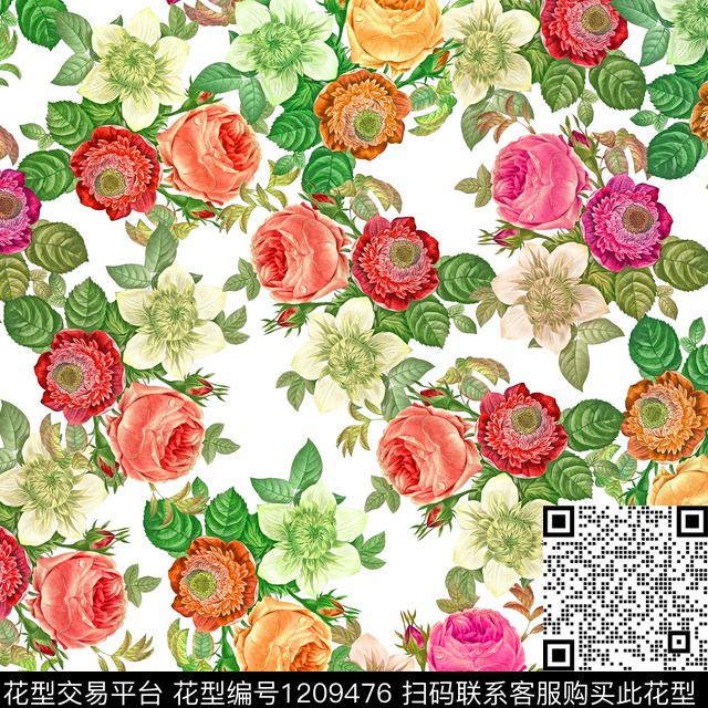 zj-159.jpg - 1209476 - 春夏花型 女装 水彩花卉 - 数码印花花型 － 女装花型设计 － 瓦栏