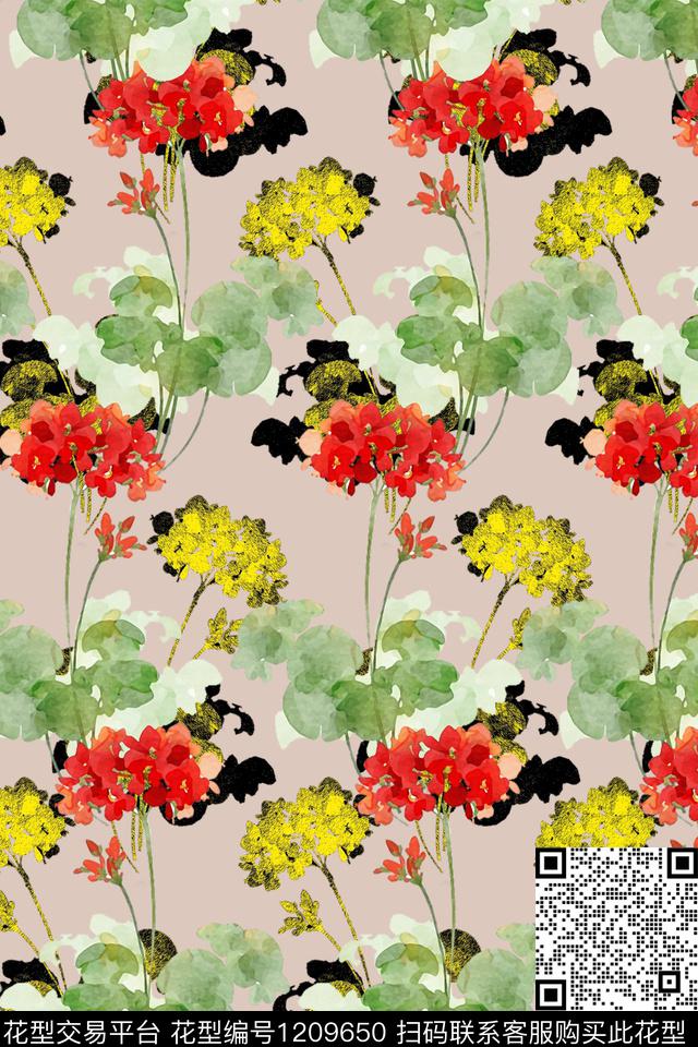 161.jpg - 1209650 - 大牌风 文艺 花卉 - 数码印花花型 － 女装花型设计 － 瓦栏