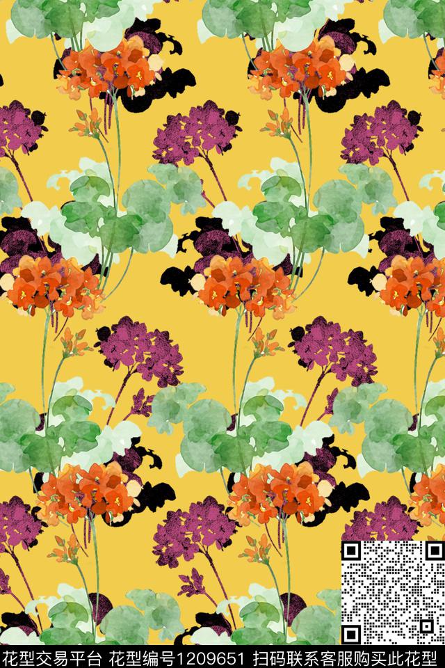 161-1.jpg - 1209651 - 大牌风 文艺 花卉 - 数码印花花型 － 女装花型设计 － 瓦栏