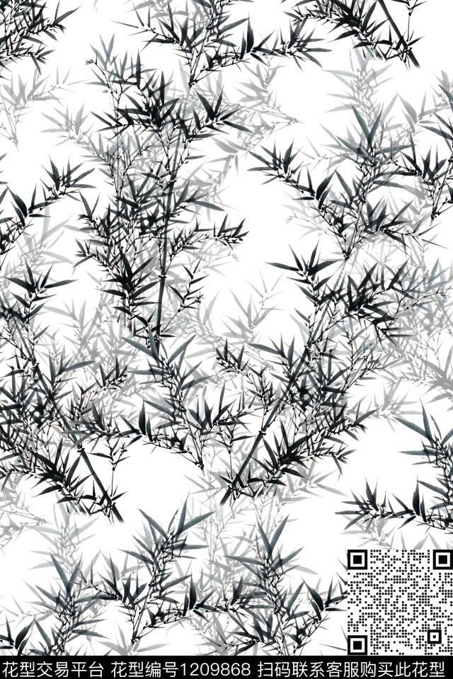 Y19M0231.jpg - 1209868 - 男装 竹子 黑白系列 - 数码印花花型 － 男装花型设计 － 瓦栏