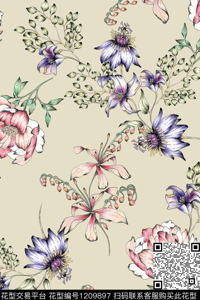 YC21 拷贝.jpg - 1209897 - 女装 数码花型 花卉 - 数码印花花型 － 女装花型设计 － 瓦栏