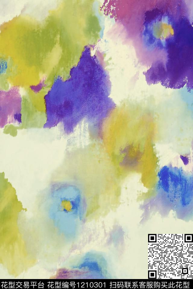抽象手绘炫彩数码印花花型下载（图片编号: 1210301） - 瓦栏（Walan）