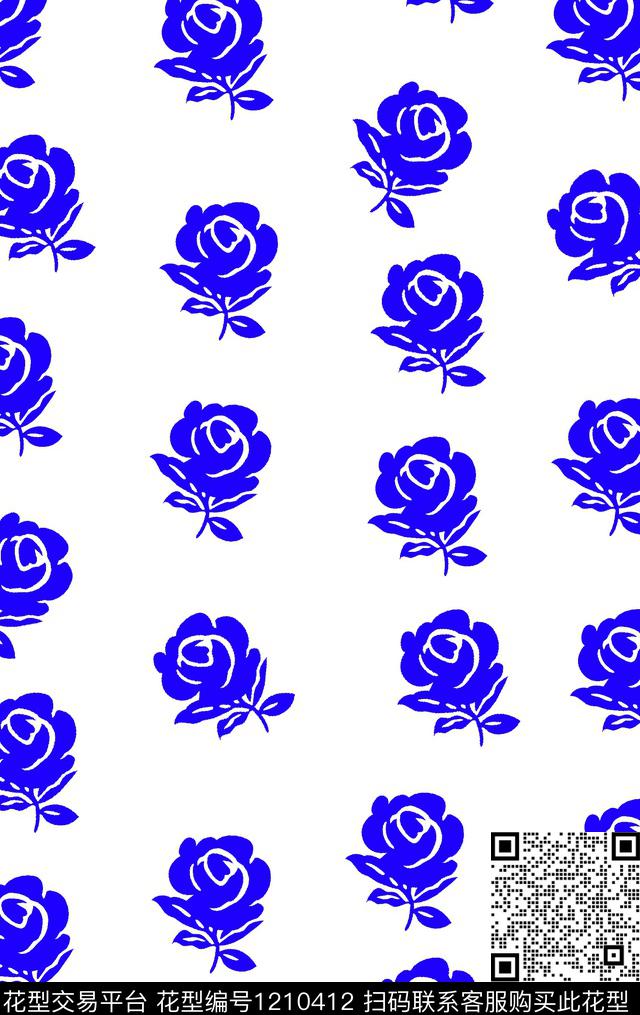 201905116235.jpg - 1210412 - 抽象 手绘玫瑰 紫色花 - 传统印花花型 － 女装花型设计 － 瓦栏