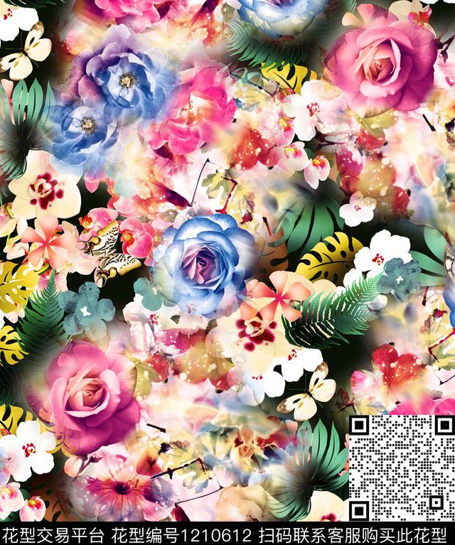 19-05-17花图.jpg - 1210612 - 数码花型 彩底花卉 花卉 - 数码印花花型 － 女装花型设计 － 瓦栏