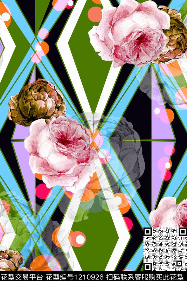 159-3.jpg - 1210926 - 几何 抽象 花卉 - 数码印花花型 － 女装花型设计 － 瓦栏
