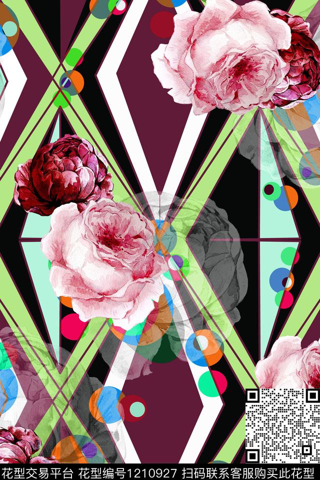 159-3.jpg - 1210927 - 几何 抽象 花卉 - 数码印花花型 － 女装花型设计 － 瓦栏