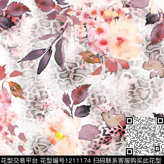 190512.jpg - 1211174 - 动物纹 时尚 手绘大花 - 数码印花花型 － 女装花型设计 － 瓦栏