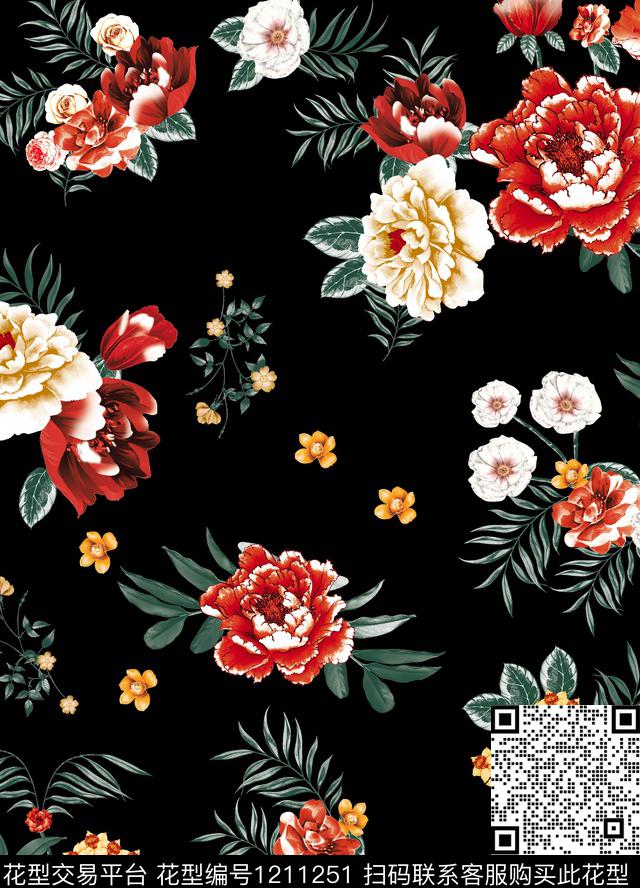 155.jpg - 1211251 - 数码花型 花卉 复古 - 数码印花花型 － 女装花型设计 － 瓦栏