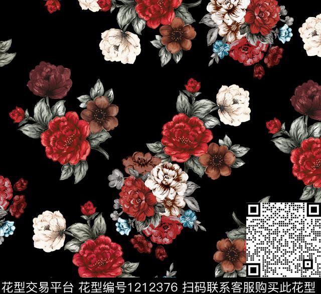 1559.jpg - 1212376 - 花卉 传统花型 手绘花卉 - 传统印花花型 － 女装花型设计 － 瓦栏