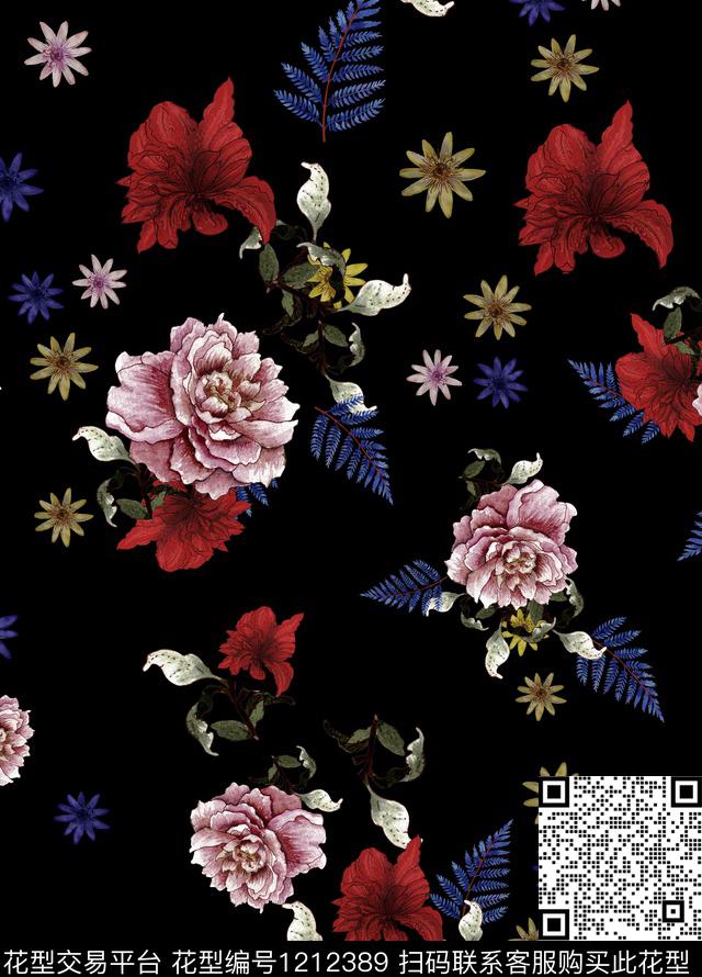 1577.jpg - 1212389 - 水彩花卉 花卉 手绘花卉 - 数码印花花型 － 女装花型设计 － 瓦栏