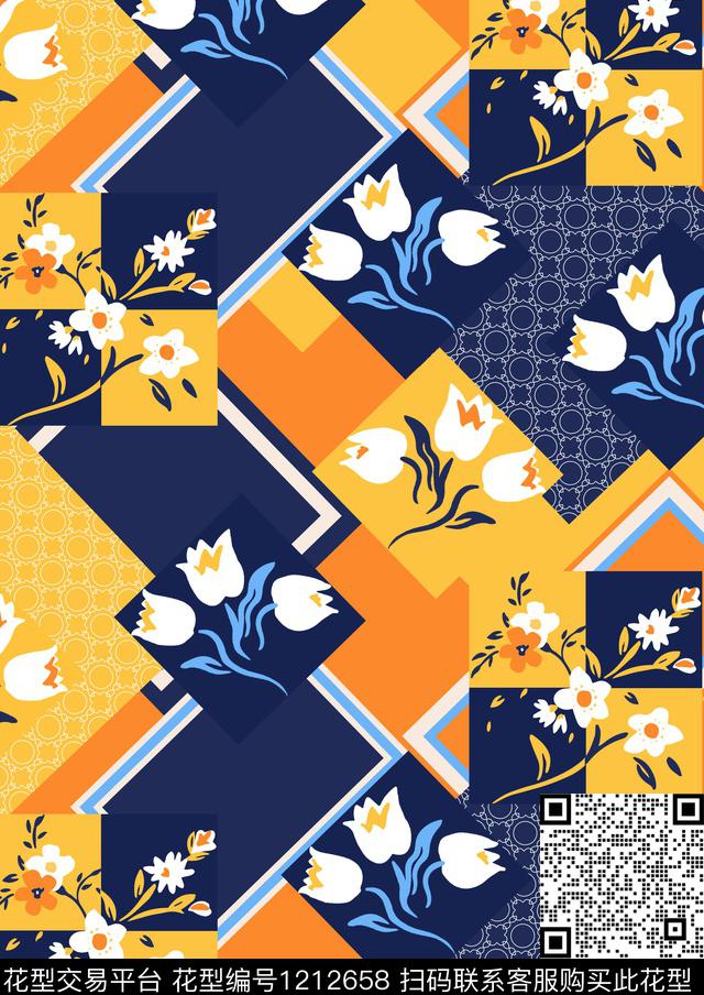 时尚几何大牌风传统印花花型下载（图片编号: 1212658） - 瓦栏（Walan）