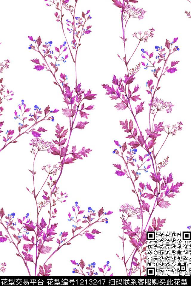 蓝-2019-05-23-d4.jpg - 1213247 - 女装 花卉 小碎花 - 数码印花花型 － 女装花型设计 － 瓦栏