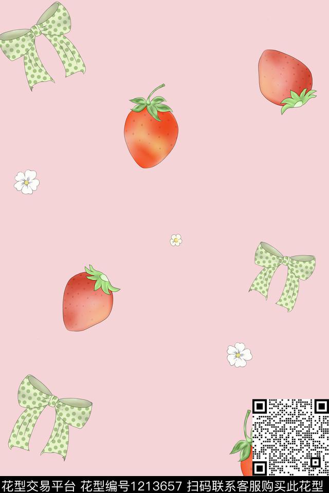 strawberry.jpg - 1213657 - 草莓 花卉 卡通 - 传统印花花型 － 童装花型设计 － 瓦栏