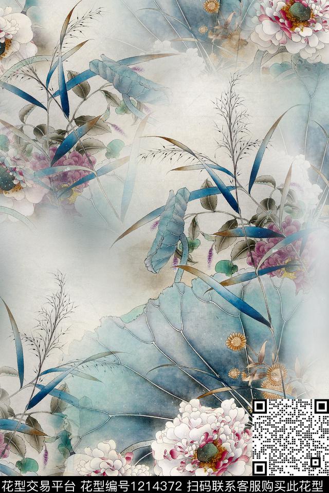 H77.jpg - 1214372 - 真丝 花卉 国画 - 数码印花花型 － 女装花型设计 － 瓦栏
