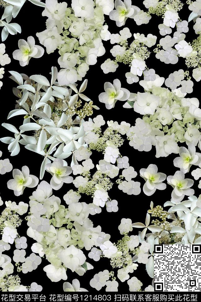 蓝2019-05-27-1A.jpg - 1214803 - 大花 花卉 小碎花 - 数码印花花型 － 女装花型设计 － 瓦栏