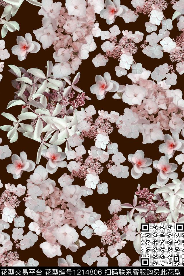 蓝2019-05-27-1b.jpg - 1214806 - 大花 花卉 小碎花 - 数码印花花型 － 女装花型设计 － 瓦栏