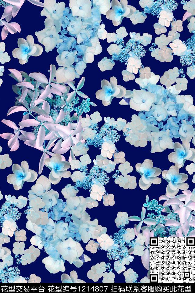 蓝2019-05-27-1d.jpg - 1214807 - 大花 花卉 小碎花 - 数码印花花型 － 女装花型设计 － 瓦栏
