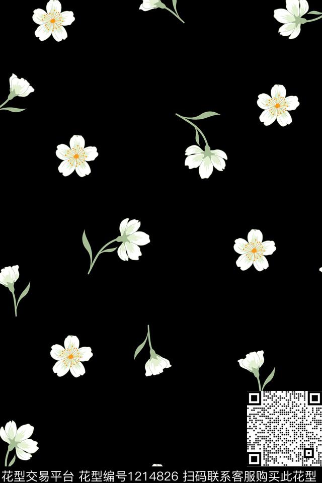 蓝2019-05-27-A2.jpg - 1214826 - 花卉 小碎花 矢量 - 传统印花花型 － 女装花型设计 － 瓦栏