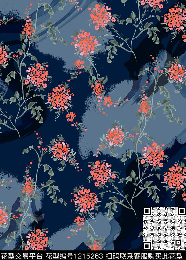 花卉大牌风印花数码印花花型下载（图片编号: 1215263） - 瓦栏（Walan）