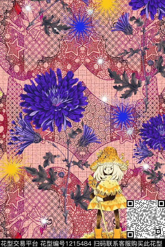 168-1.jpg - 1215484 - 数码花型 几何 花卉 - 数码印花花型 － 女装花型设计 － 瓦栏