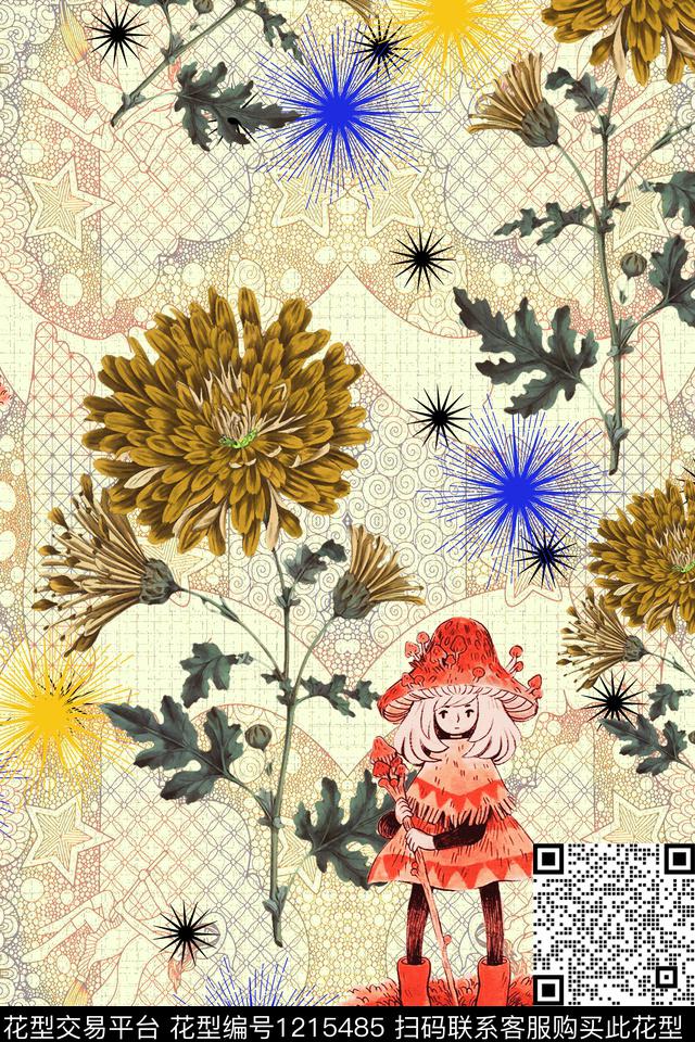 168-2.jpg - 1215485 - 数码花型 几何 花卉 - 数码印花花型 － 女装花型设计 － 瓦栏