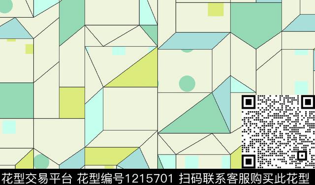 几何图形蓝.tif - 1215701 - 圆形 几何 立体几何 - 传统印花花型 － 童装花型设计 － 瓦栏