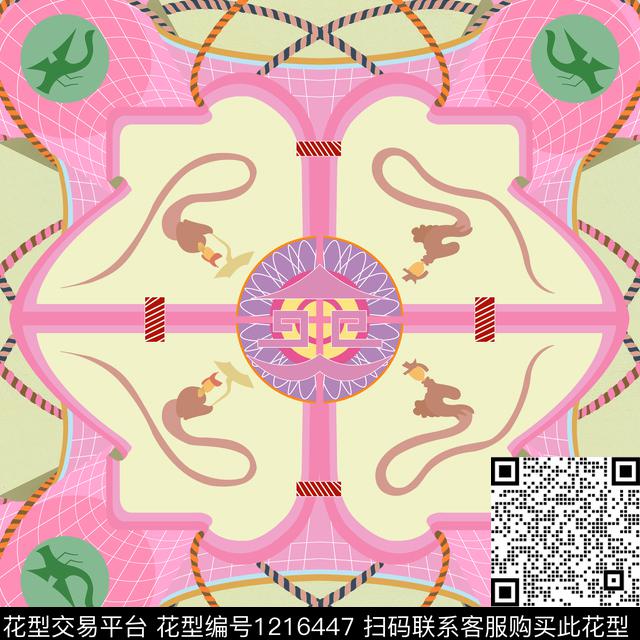 1.jpg - 1216447 - 传统文化 炫彩 居中构图 - 传统印花花型 － 方巾花型设计 － 瓦栏