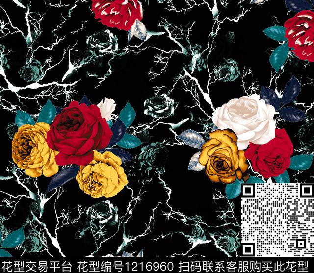 159.jpg - 1216960 - 数码花型 花卉 复古 - 数码印花花型 － 女装花型设计 － 瓦栏