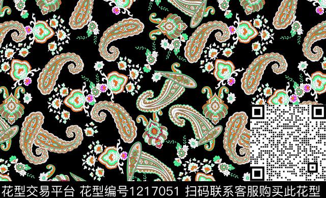 1.jpg - 1217051 - 图案 花纹 佩斯利 - 传统印花花型 － 女装花型设计 － 瓦栏