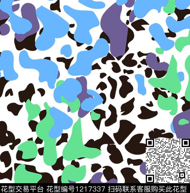豹纹001.jpg - 1217337 - 时尚 迷彩 豹纹 - 传统印花花型 － 女装花型设计 － 瓦栏