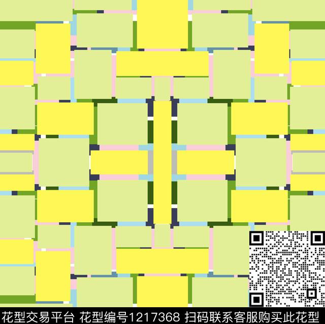 4.jpg - 1217368 - 几何 小清新 绿色 - 传统印花花型 － 其他花型设计 － 瓦栏