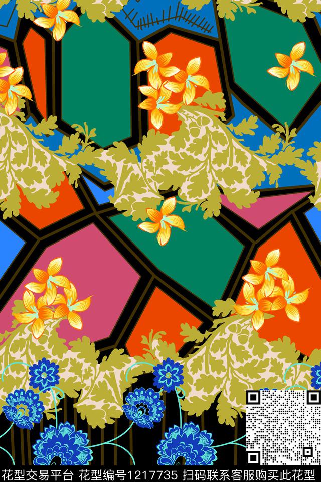 169.jpg - 1217735 - 几何 大牌风 满版散花 - 传统印花花型 － 女装花型设计 － 瓦栏