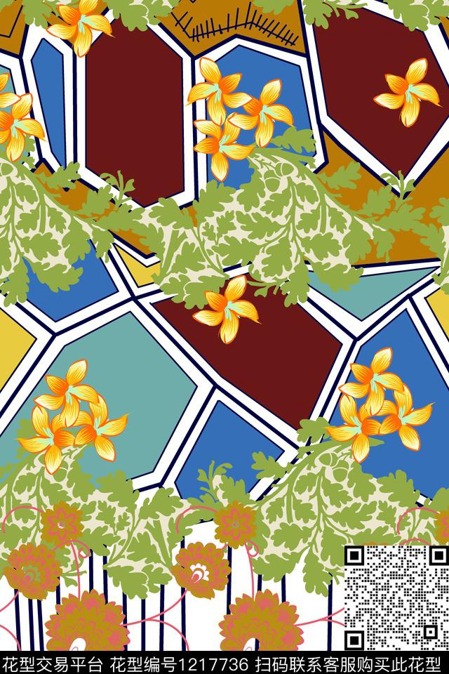 169.jpg - 1217736 - 几何 大牌风 满版散花 - 传统印花花型 － 女装花型设计 － 瓦栏