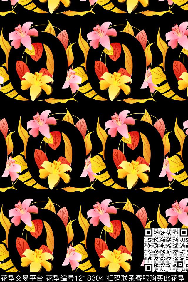 2019-6-4.jpg - 1218304 - 字母 手绘 花卉 - 数码印花花型 － 女装花型设计 － 瓦栏