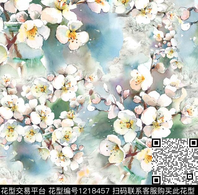 Q-0003.jpg - 1218457 - 梅花 满版散花 中国 - 数码印花花型 － 女装花型设计 － 瓦栏