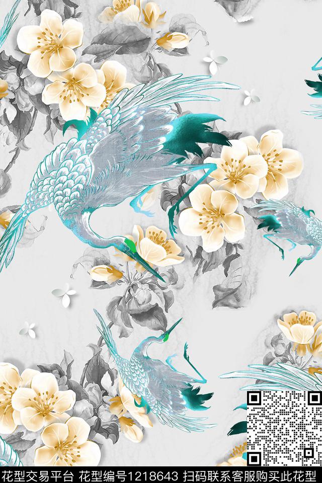 170-1.jpg - 1218643 - 花卉 动物 中国 - 数码印花花型 － 女装花型设计 － 瓦栏