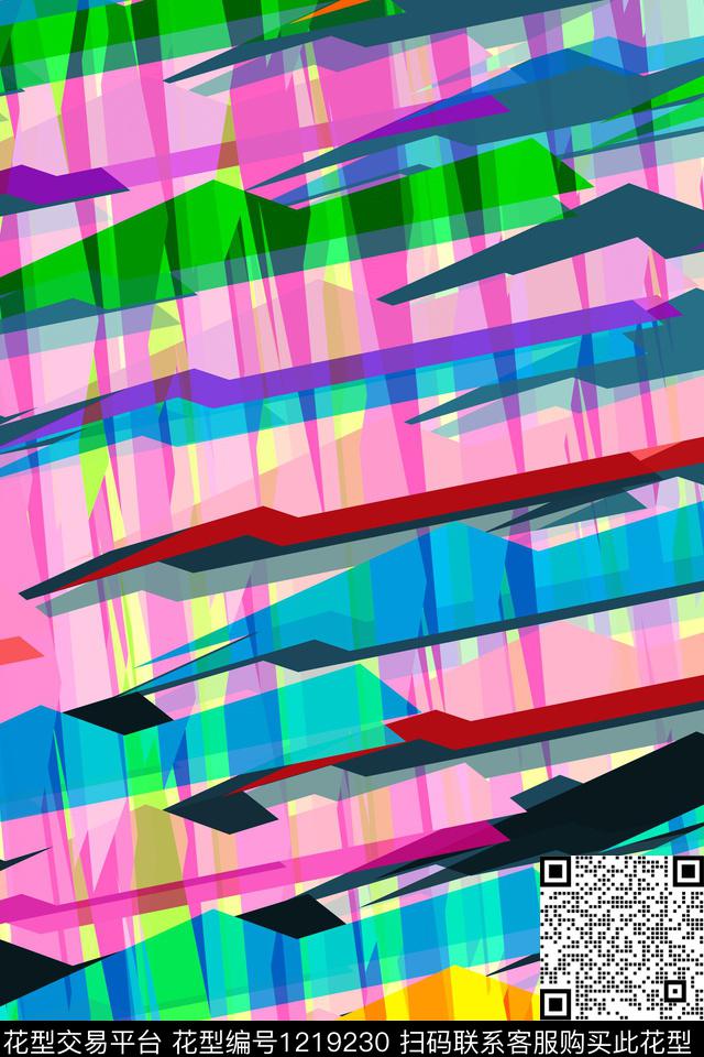 男装休闲抽象数码印花花型下载（图片编号: 1219230） - 瓦栏（Walan）