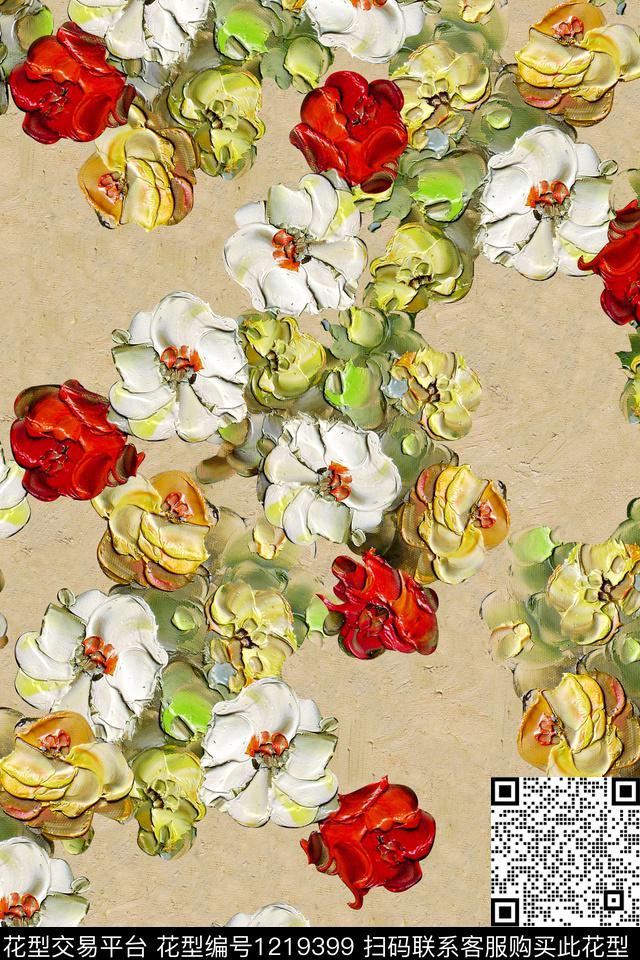 油画小花-分层.jpg - 1219399 - 花卉 植物 油画花型 - 数码印花花型 － 女装花型设计 － 瓦栏