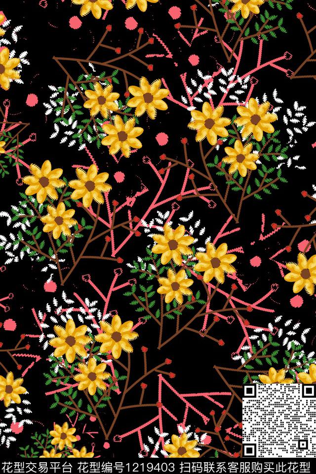 173-6.jpg - 1219403 - 休闲 花卉 小碎花 - 传统印花花型 － 女装花型设计 － 瓦栏