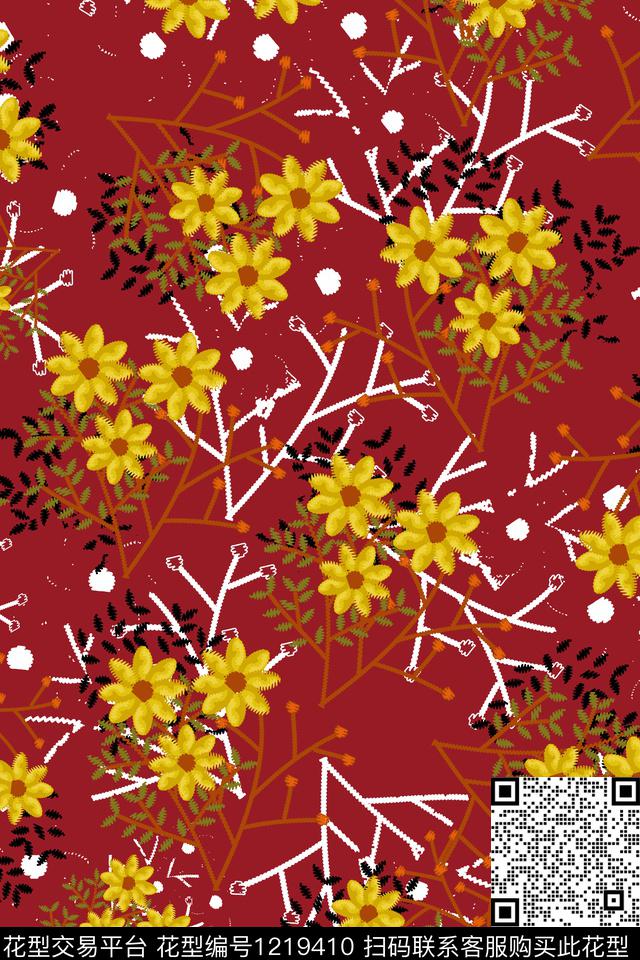 173-13.jpg - 1219410 - 休闲 花卉 小碎花 - 传统印花花型 － 女装花型设计 － 瓦栏