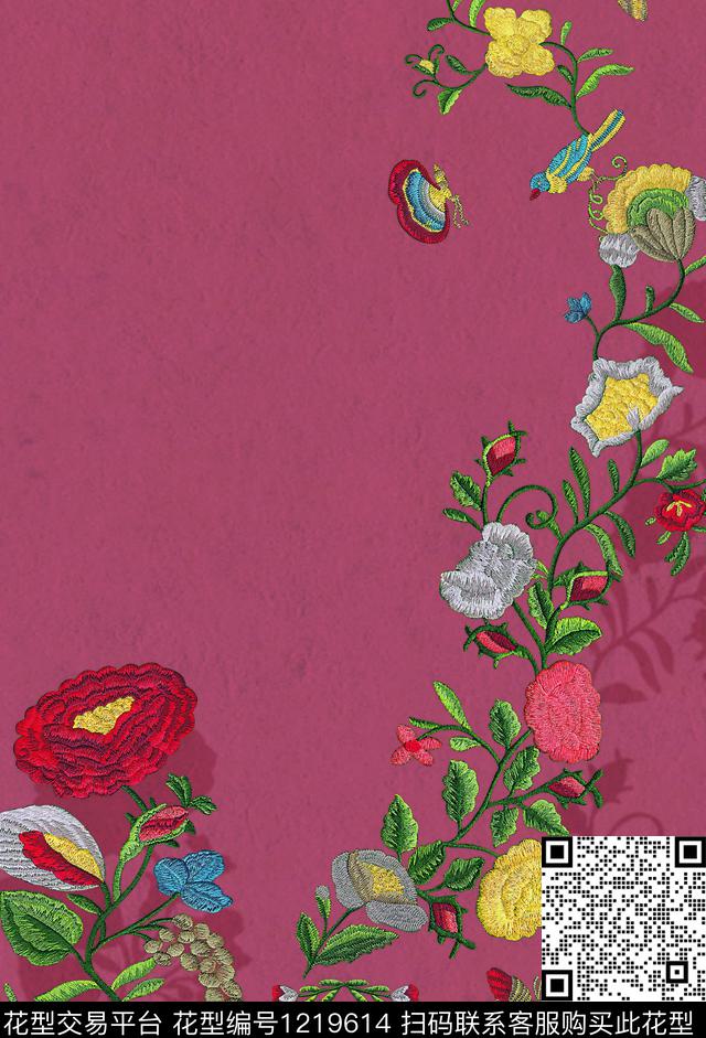 201906071819.jpg - 1219614 - 数码花型 绣花花型 花卉 - 数码印花花型 － 女装花型设计 － 瓦栏