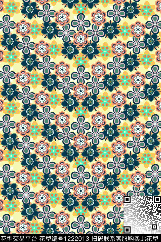 176-2.jpg - 1222013 - 花卉 印花 小碎花 - 传统印花花型 － 女装花型设计 － 瓦栏