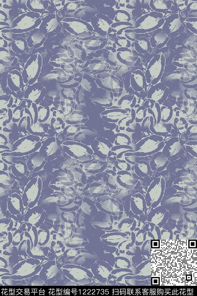 190616-青蓝雅韵-1-00.jpg - 1222735 - 抽象花卉 抽象 青蓝雅韵系列 - 数码印花花型 － 男装花型设计 － 瓦栏