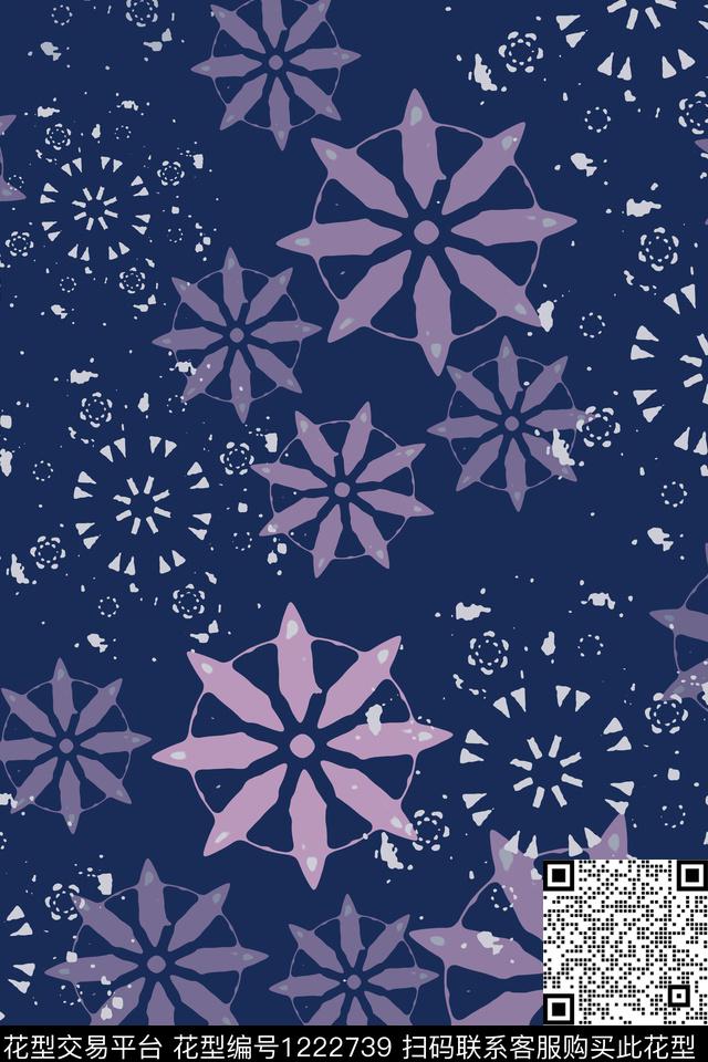 190616-青蓝雅韵-2-3.jpg - 1222739 - 民族风图案 圆圈与波点 传统时尚 - 传统印花花型 － 男装花型设计 － 瓦栏
