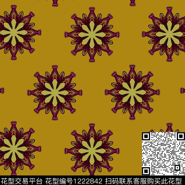 190624-1.jpg - 1222842 - 古典花纹 素雅 连续纹样 - 传统印花花型 － 女装花型设计 － 瓦栏