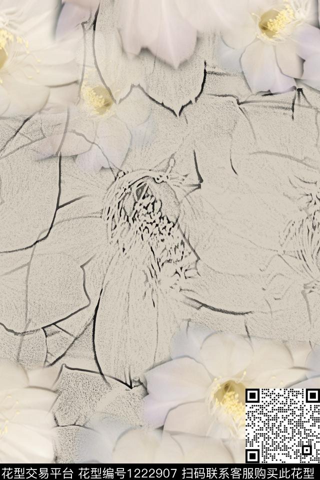 190617-gxzp-9-00.jpg - 1222907 - 植物 昙花照片 手绘线条笔触 - 数码印花花型 － 男装花型设计 － 瓦栏