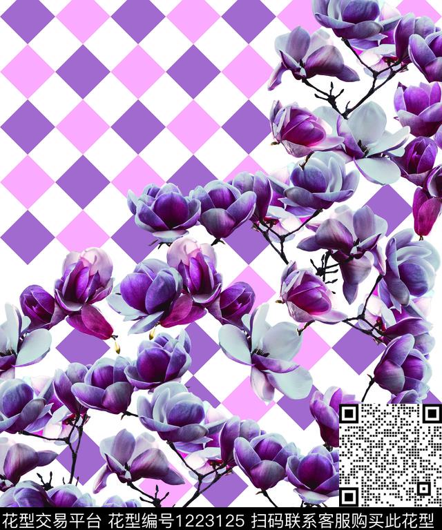 花朵.jpg - 1223125 - 数码花型 几何 大牌风 - 数码印花花型 － 女装花型设计 － 瓦栏
