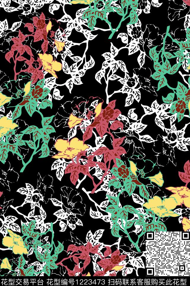 179.jpg - 1223473 - 抽象 花卉 小碎花 - 传统印花花型 － 女装花型设计 － 瓦栏